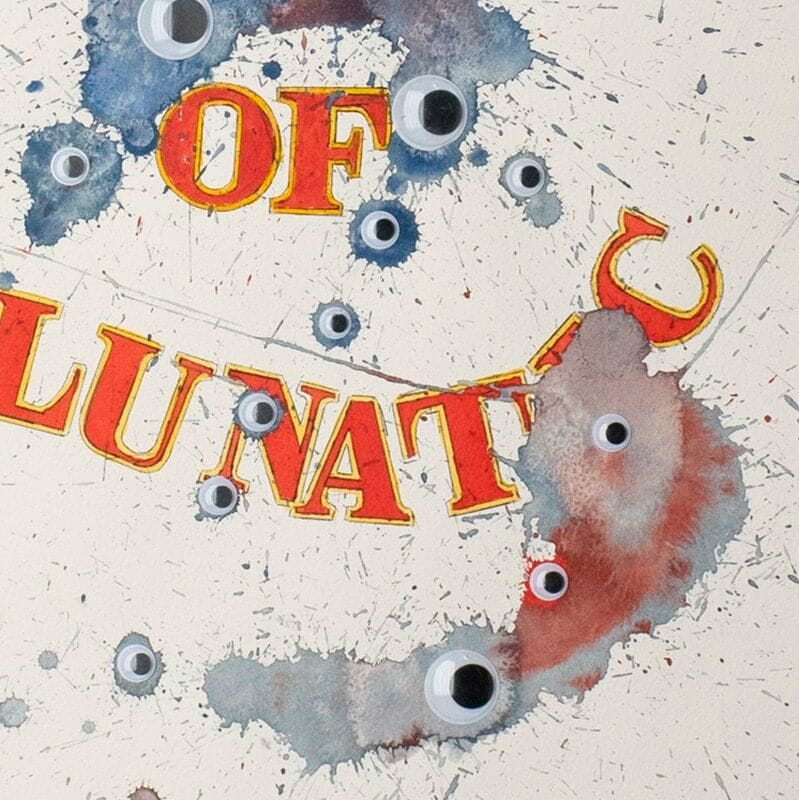 John Will Greed'l Get You close up of a unique sign painting