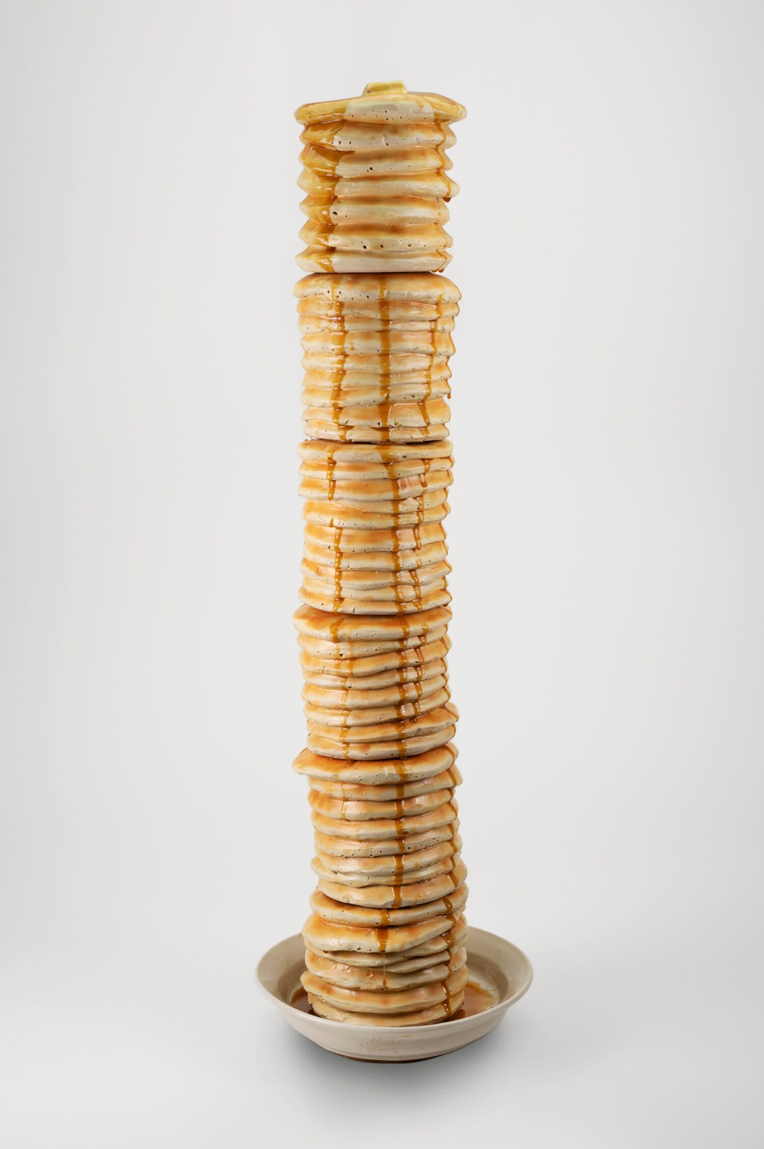 Erica Eyres | Pancake Tower | 2022 | glazed stoneware | 32 x 10 x 10 in. | SOLD