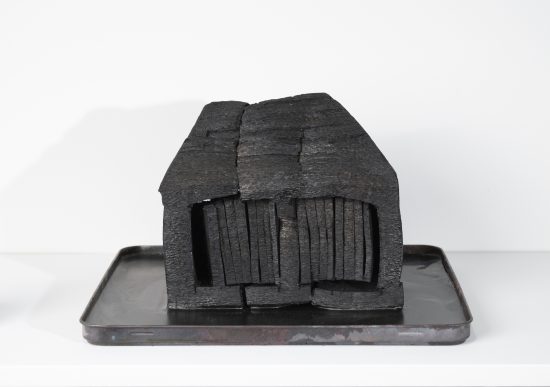 Library #1 | 2023 | carbon wood, wax + tin | 9 x 1.75 x 6.25 in.
